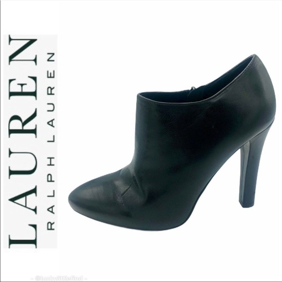 Lauren Ralph Lauren Black Leather Booties Size 6 - Picture 1 of 8